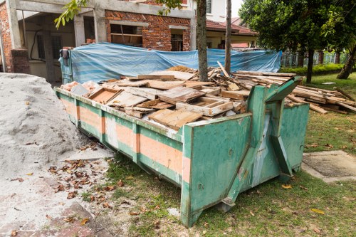 Demolition site with waste materials