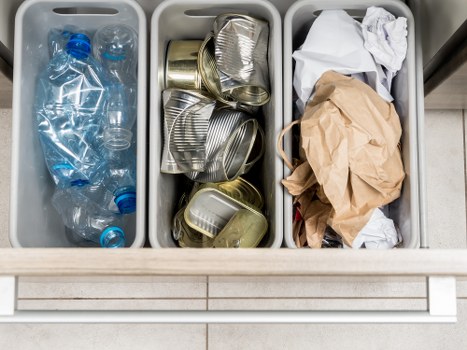 Clean and organized skip ready for waste disposal